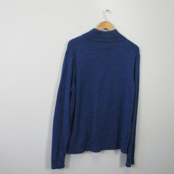 Nordstrom 100% Washable Merino Wool Sweater Men XL Blue 1/4 Zip Pullover 388 - Picture 2 of 13